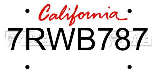 7RWB787 California License Plate