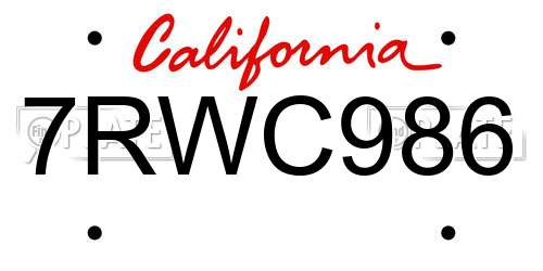 7RWC986 California License Plate