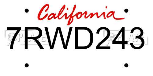 7RWD243 California License Plate