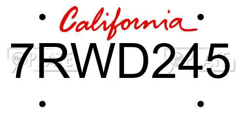 7RWD245 California License Plate