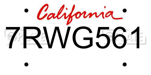 7RWG561 California License Plate