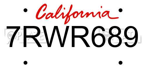 7RWR689 California License Plate