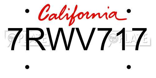 7RWV717 California License Plate