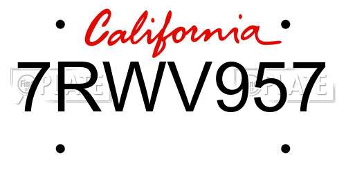 7RWV957 California License Plate