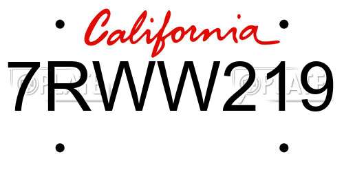 7RWW219 California License Plate