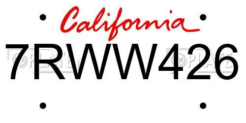 7RWW426 California License Plate