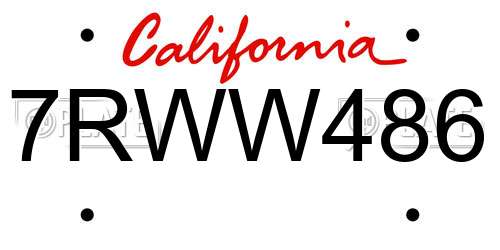 7RWW486 California License Plate