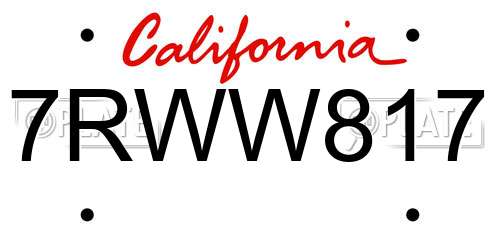 7RWW817 California License Plate