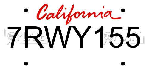 7RWY155 California License Plate