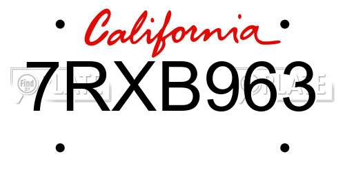 7RXB963 California License Plate