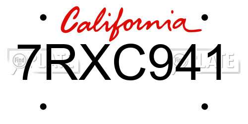 7RXC941 California License Plate