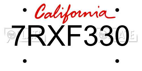 7RXF330 California License Plate