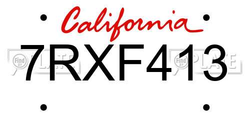 7RXF413 California License Plate
