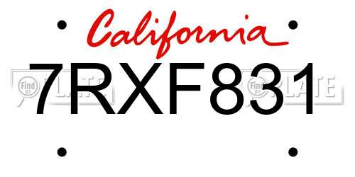 7RXF831 California License Plate