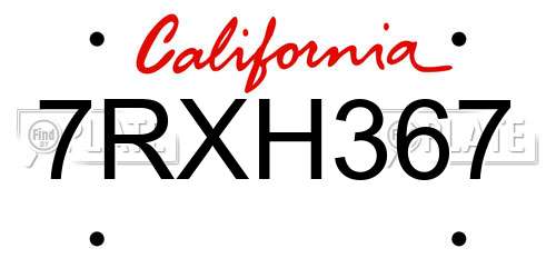 7RXH367 California License Plate