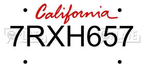 7RXH657 California License Plate