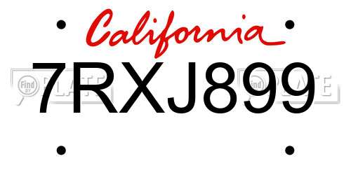 7RXJ899 California License Plate