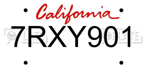 7RXY901 California License Plate