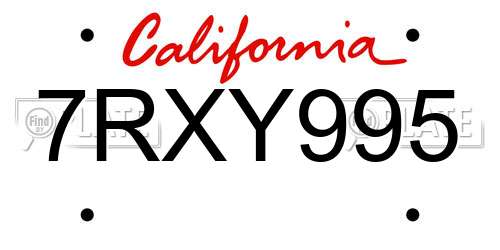 7RXY995 California License Plate