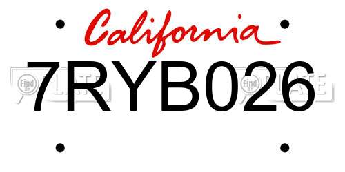 7RYB026 California License Plate
