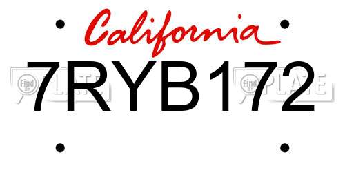 7RYB172 California License Plate