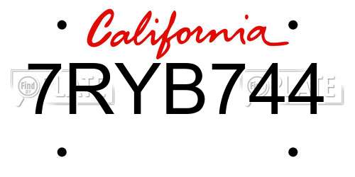 7RYB744 California License Plate