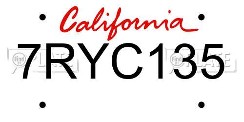 7RYC135 California License Plate