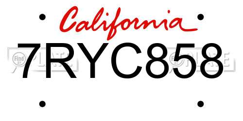 7RYC858 California License Plate