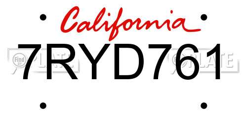 7RYD761 California License Plate