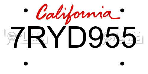 7RYD955 California License Plate