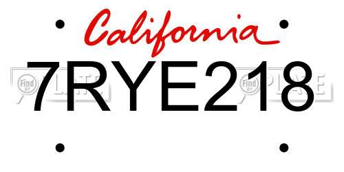 7RYE218 California License Plate