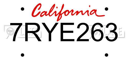 7RYE263 California License Plate