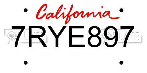 7RYE897 California License Plate