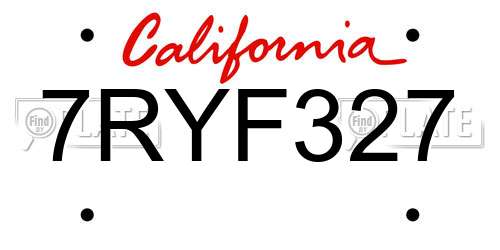 7RYF327 California License Plate