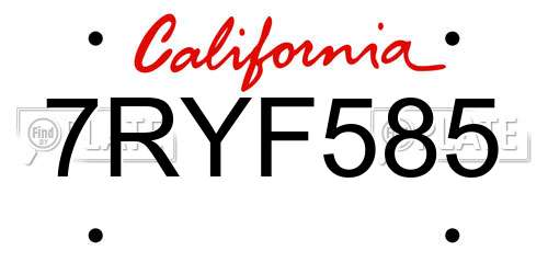 7RYF585 California License Plate