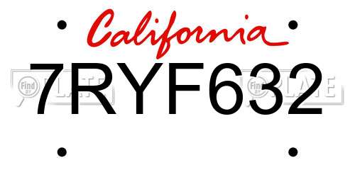 7RYF632 California License Plate