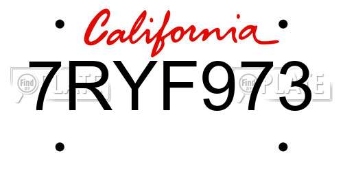7RYF973 California License Plate