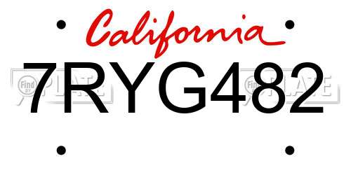 7RYG482 California License Plate