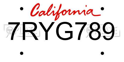 7RYG789 California License Plate