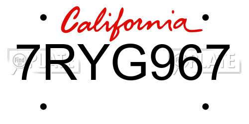 7RYG967 California License Plate