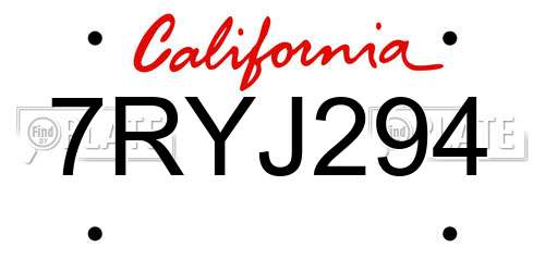7RYJ294 California License Plate