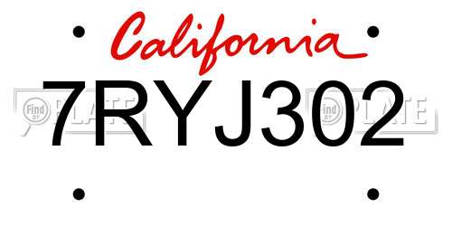 7RYJ302 California License Plate