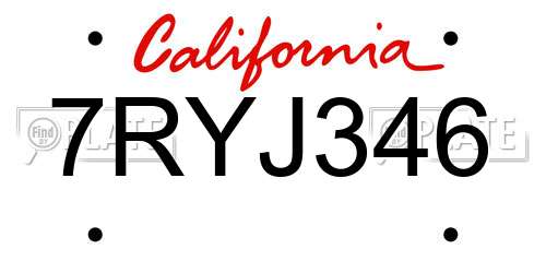 7RYJ346 California License Plate
