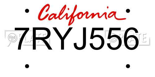 7RYJ556 California License Plate