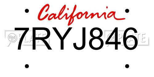 7RYJ846 California License Plate