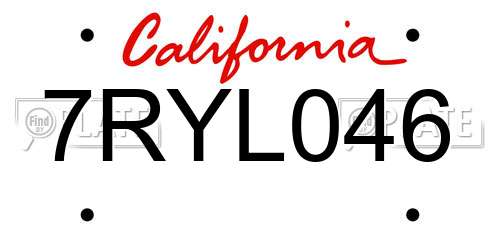 7RYL046 California License Plate