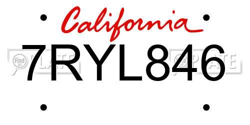 7RYL846 California License Plate