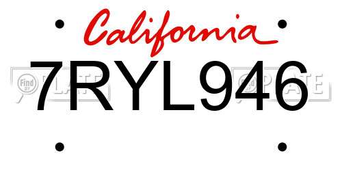 7RYL946 California License Plate
