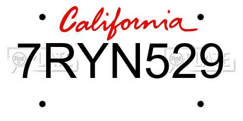 7RYN529 California License Plate