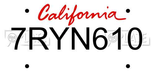 7RYN610 California License Plate
